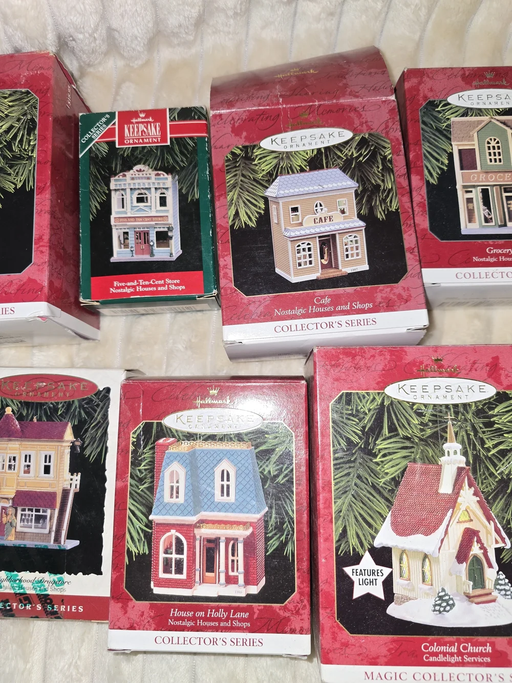 Hallmark Holiday Village Ornament W/Boxes (Set of 9)
